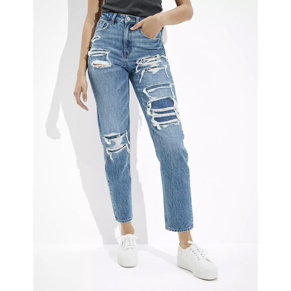 American Eagle Outfitters Denim - American Eagle Patched Mom Straight Jean